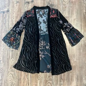 Multiples Burnout Velvet Floral Kimono